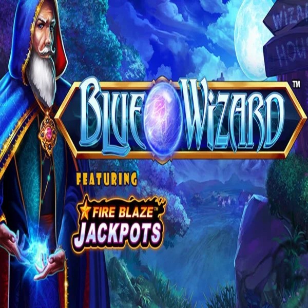 Official Slots logo: Blue Wizard Fire Blaze Jackpots by Rarestone Gaming at Betalice Casino